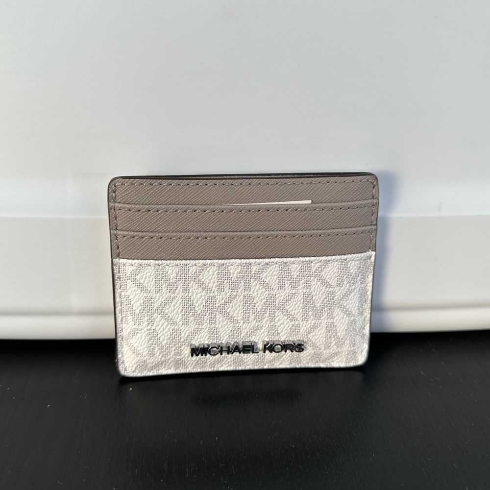 Michael Kors Bright white MK print card ID holder